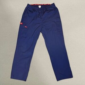 Dickies Scrub Pants Womens Large Blue Elastic Waist Cargo Pocket 29.5" Inseam